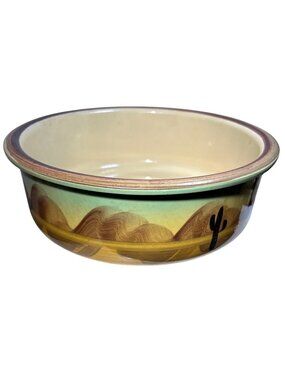 Ceramic Serving Bowl Desert Landscape Design Earth Tones Desert Modern 9.5"